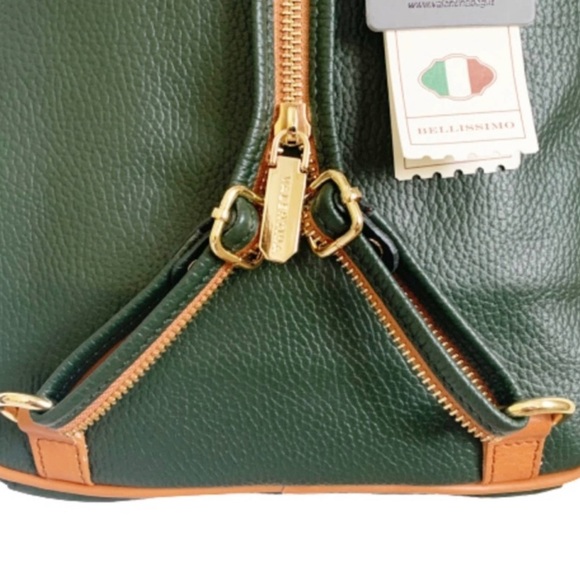 Valentina Pebbled Leather Convertible Backpack Sling Bag Purse Hunter Green - Picture 7 of 16